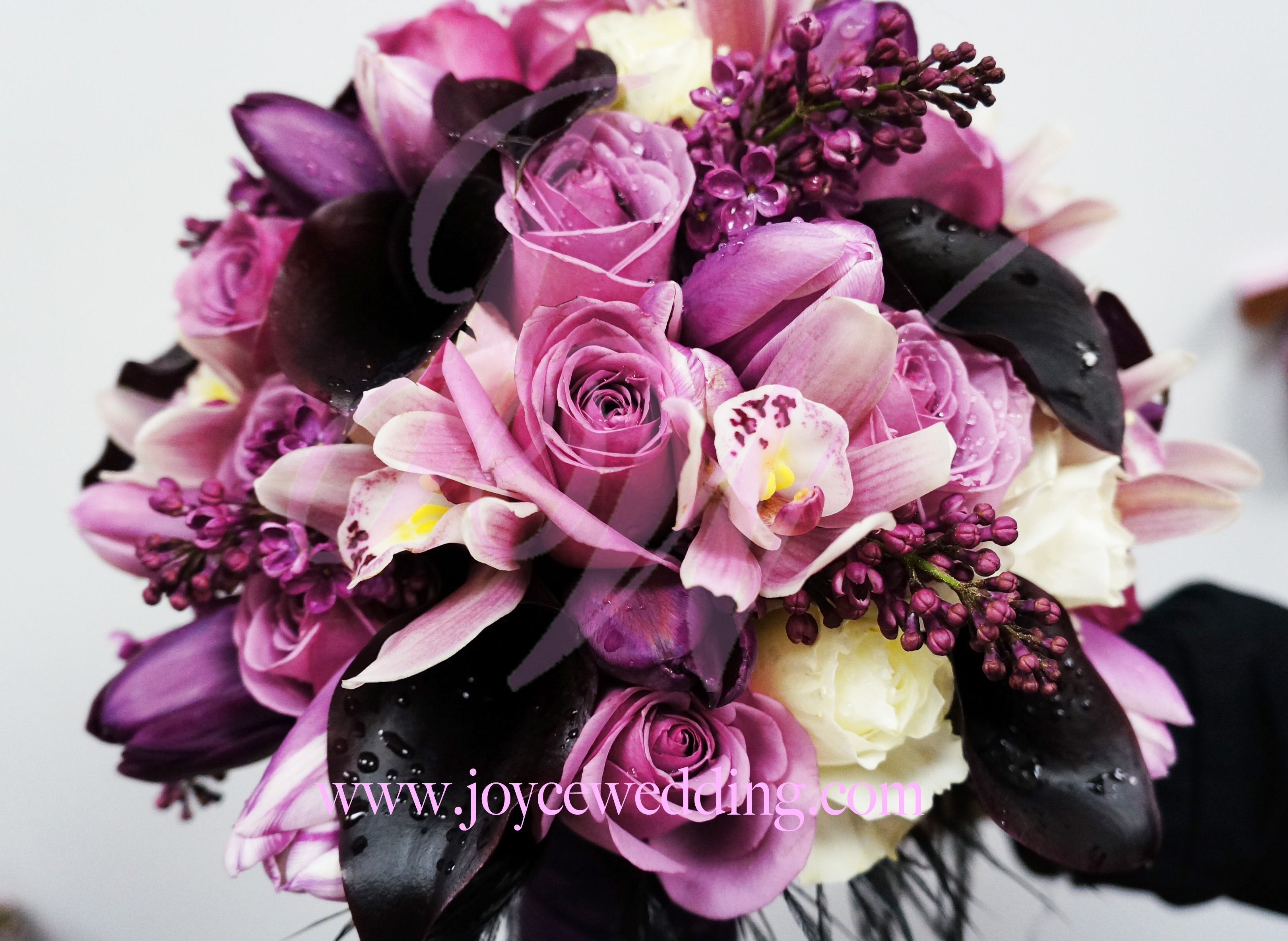 Black And Purple Rose Bouquet