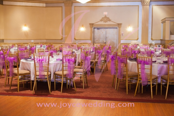 #Simple #Chic: #Gold #Chiavari #Chairs with #Magenta #Ribbons 
